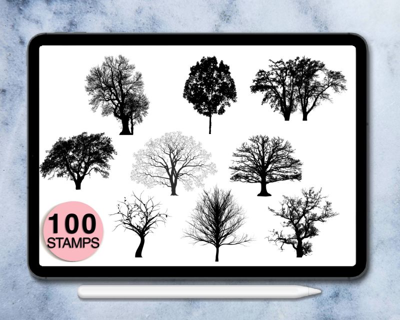 100 procreate tree stamps | 4 procreate palette gift set | Save your time and explore now | Stamp
